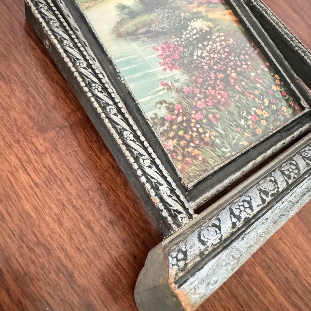 Tilt Swing Picture Frame Antique Art Deco Swinging Tabletop Carved Wood W Photo - Picture 13 of 16